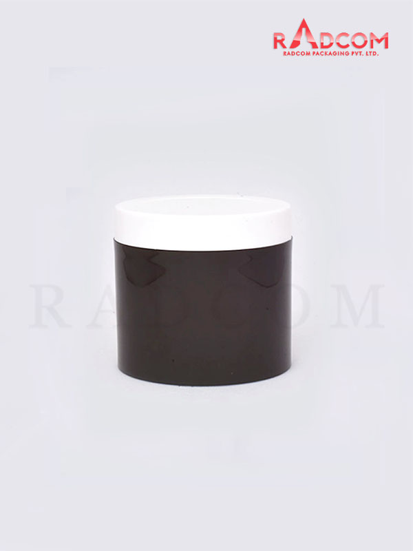 100 GM Amber SAN Cream Jar with Lid and White ABS Cap